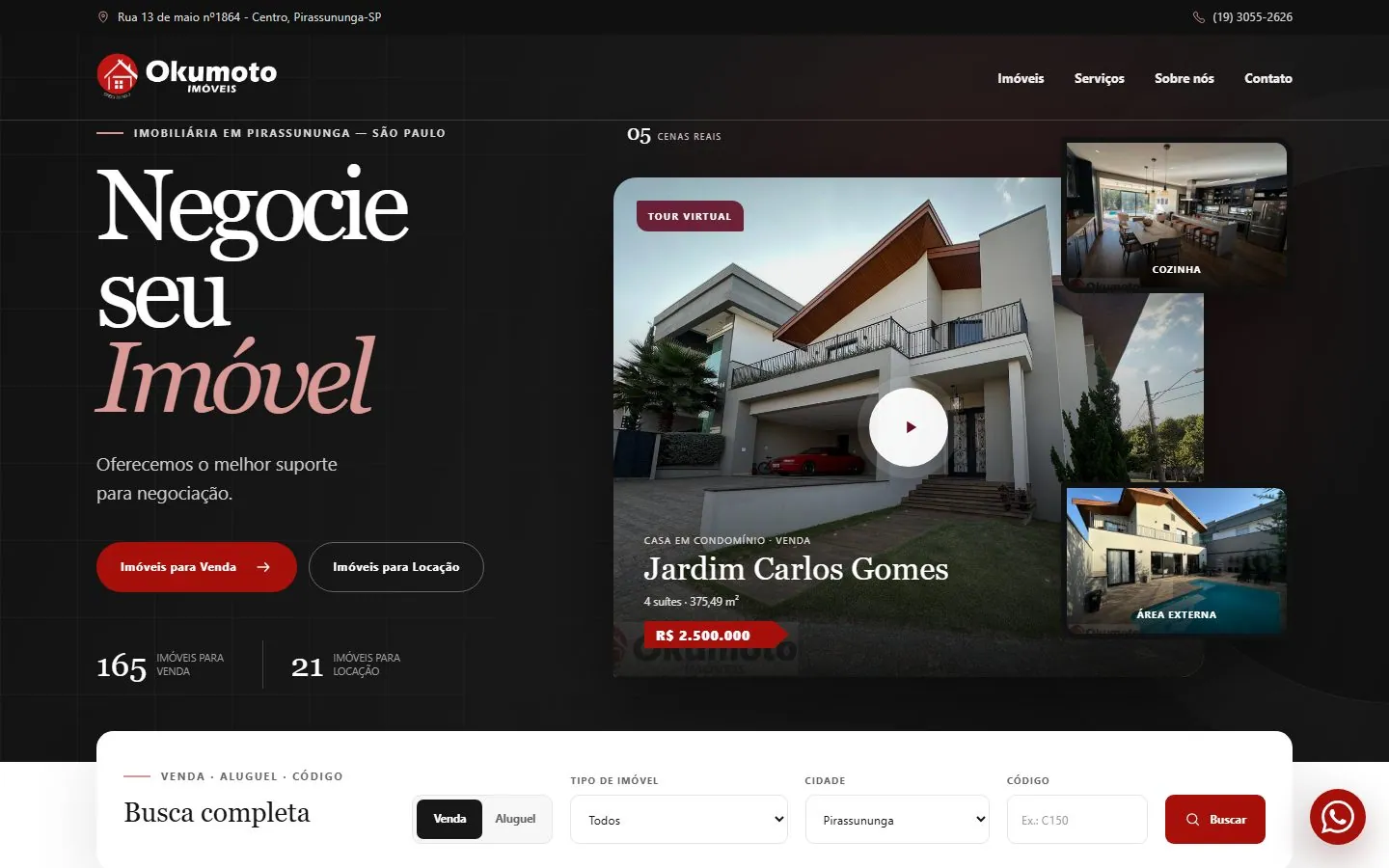 Landing page gerada para a Okumoto Imóveis