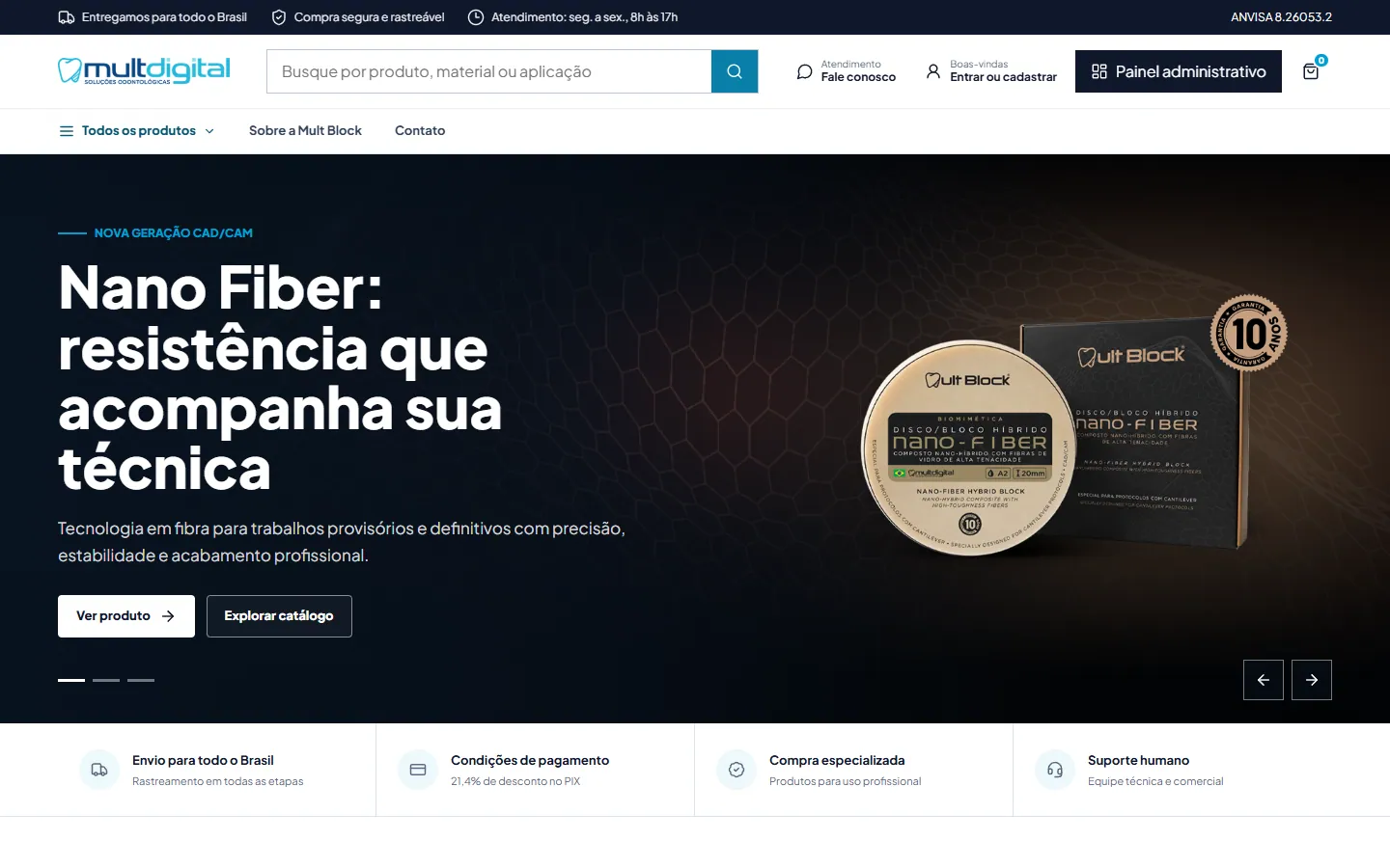 Nova loja virtual da Mult Block — página inicial